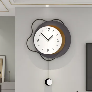 מודרני מינימליסטי שעון קיר סוללה המופעלות ברזל אמנות שעונים גדולים שקטה סלון מעץ רלו ונקייה עיצוב הבית