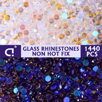 VCCRYSTAL 1440Pcs/חבילה אבן קריסטל ללא תיקון חם Flatback אורורה זכוכית ריינסטון לאמנות נייל&לעצב בגדים קישוטים