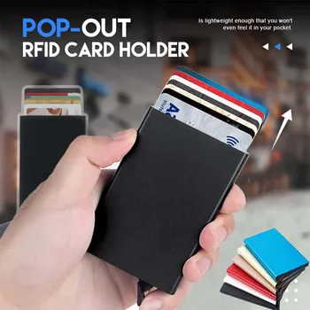 אנטי RFID חכמים הארנק כיס זהות בעל כרטיס האשראי מתכת דק דק גברים אלומיניום חוסם מוגן ארנק קטן של כרטיס האשראי במקרה