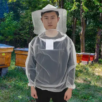מגן דבורים ז 'קט חליפה נגד דבורה חליפה עם כובע תעצור חלוק עם רעלה גידול דבורים' קט אנטי ביס חקלאות בגדים