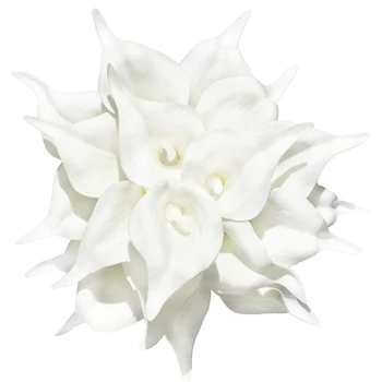 20 יח מלאכותי לבן Calla Lily פרחים עם לטקס רך חומרים עבור בית & מטבח קישוט