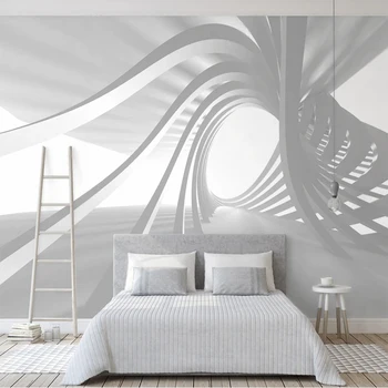 תמונה מותאמת אישית מופשטת 3D גיאומטריות העתיד חלל לבן ציור קיר טפט עבור חדר השינה, הסלון טלוויזיה ספה ציור קיר לעיצוב הבית