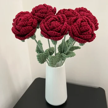מלאכותי ורדים סיימתי לסרוג פרח הביתה עיצוב שולחן נשמר פרח קישוט מסיבת חתונה עיצוב מתנה ליום האהבה