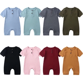 היילוד בגדי הקיץ בייבי Romper Soild צבע הילדים Rompers כותנה שרוול קצר בגדי הגוף עבור בנות בנים בגדים 0-24 חודשים.