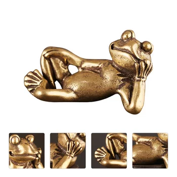 מיני עיצוב צפרדע קישוטי פליז הזהב קרפדה פסלון פסל מלאכה בציר