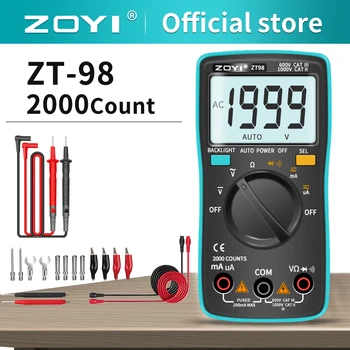 ZOYI דיגיטלי מודד ZT-98 אוטומטי טווח AC ו-DC מתח זרם התנגדות ב-off זמזם עם תאורה אחורית חשמלית כלי הבוחן