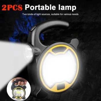 נייד COB LED העבודה האור כף יד פנס פנס חיצוני עמיד למים אוהל קמפינג עם אורות להתמודד עם הסוללה מופעל על המנורה