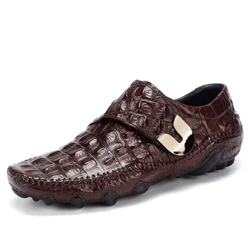 יוקרה נוסע Mens נעלי עור אמיתי נעלי נעל קלה פרה עור תנין דפוס Hasp נעליים מזדמנים Zapatos Hombre MPX804