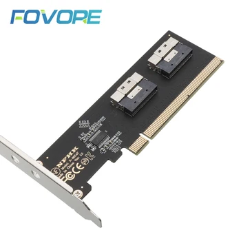 PCIE U. כרטיס 2 ,יעילות ניהול נתונים: 2-Port SFF-8654 8i קמה כרטיס PCIe 3.0 4.0 X16 ממשק
