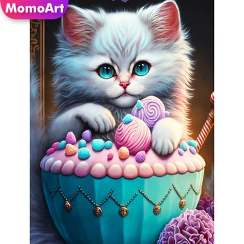 מומו אמנות 5D יהלום רקמה חתול Rhinestones התמונה ציור של חיה לחצות סטיץ רקמה קינוח חדש הגעה מלאכת יד