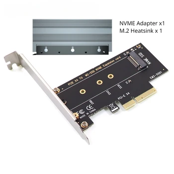 M. 2 NVME מתאם SSD כדי PCIe כרטיס M. 2 מפתח מ ' נהג עם סיליקון קירור משטח קשיח מתאם עם צלעות קירור אלומיניום