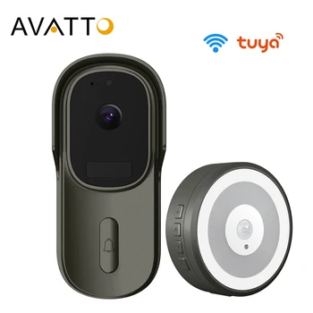 AVATTO Tuya וידאו חכם פעמון דלת עם מצלמה 1080P, 170° אולטרה רחב זווית תצוגה WiFi וידאו פעמון עובד עבור Alexa/הבית של Google