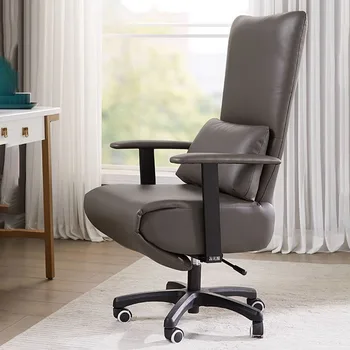 ההנהלה חזרה לנוח עור הכיסא במשרד עיצוב משענת יד מחליק לסובב את כסא הגלגלים שחור ארגונומי Silla Oficina קישוט