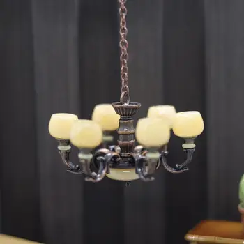 בית הבובות מנורת תקרה לילדים מציאותי בית בובות מיניאטורי נברשת מודלים מעולה מנורות תקרה עבור רהיטים זעירים