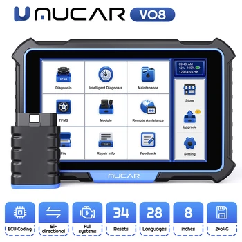 MUCAR VO8 מקצועי סריקת מערכת מלאה כלי OBD2 אבחון כלי רכב סורק ECU קידוד סורק OBD2 פעיל בדיקת קוד Reader