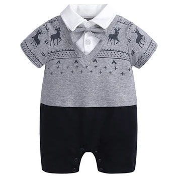 הקיץ תינוק בגדי אופנה שרוול קצר כותנה הדפסה ' נטלמן רומפר סרבל לילדים בגדים היילוד תלבושת חתיכה אחת BC691