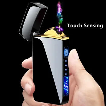 כפול קשת טעינת USB קל יותר לגעת חש אישית חריטה מצתים עישון מעשן Accesoires אבזרים עישון