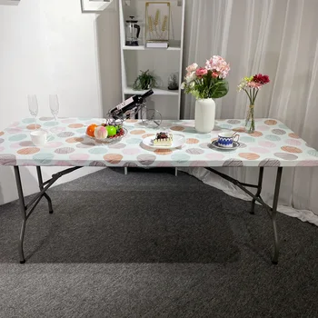 ספנדקס מצויד למתוח מפת שולחן מלבן ללא תלוש מודפס גמיש כיסוי שולחן על 6ft 8ft הביתה מטבח קישוט חדר אוכל