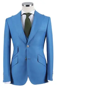 האחרון המעיל עיצוב Slim Fit גברים בחליפות כחולות רשמית החתונה החתן חליפות 2 חלקים עסקי האופנה הגברי מגדיר deguisement homme