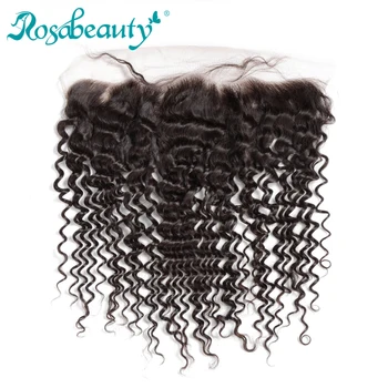 Rosabeauty 13X4 עמוק גל תחרה קדמית האנושי הבתולה השיער סגר עם שיער תינוק מראש קטף השיער