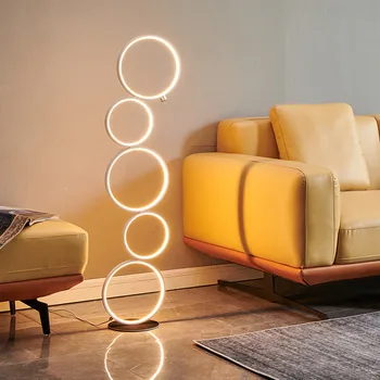 מודרני טבעת LED מנורת רצפה אמנות מקורה תפאורה הביתה קומה מגע קל להחליף עומדת מנורת הסלון המשרד השינה תאורה