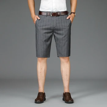 2023 קיץ חדש לגברים אקארד פסים מזדמנים מכנסיים קצרים עסקי אופנה ישר לנכון למתוח מכנסיים קצרים זכר מותג בגדים