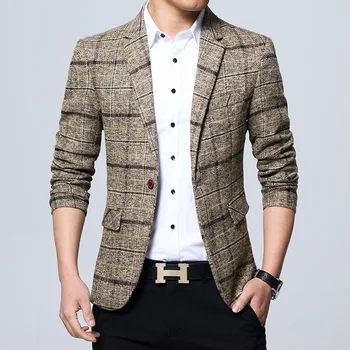 2023 חדש לגברים חליפה הגירסה הקוריאנית של באיכות גבוהה אופנה פופולרי משובץ מקרית Slim נוח יחיד מעיל ז ' קט