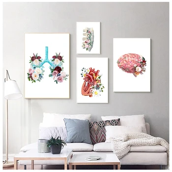 המוח הלב אנטומיה בציר אמנות קיר בד הציור נורדי פוסטרים, הדפסת תמונות קיר הסלון עיצוב