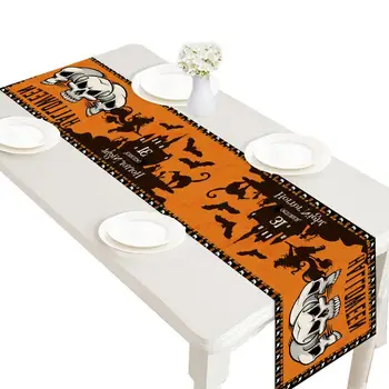 פשתן שולחן רץ עבור מסיבת ליל כל הקדושים קישוט שולחן ראנר ליל כל הקדושים 70.8X11.9 סנטימטרים מושלם עבור ליל כל הקדושים סתיו